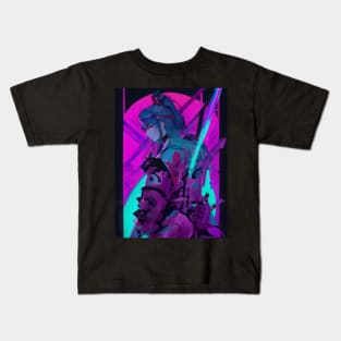 Neon katana samurai Kids T-Shirt